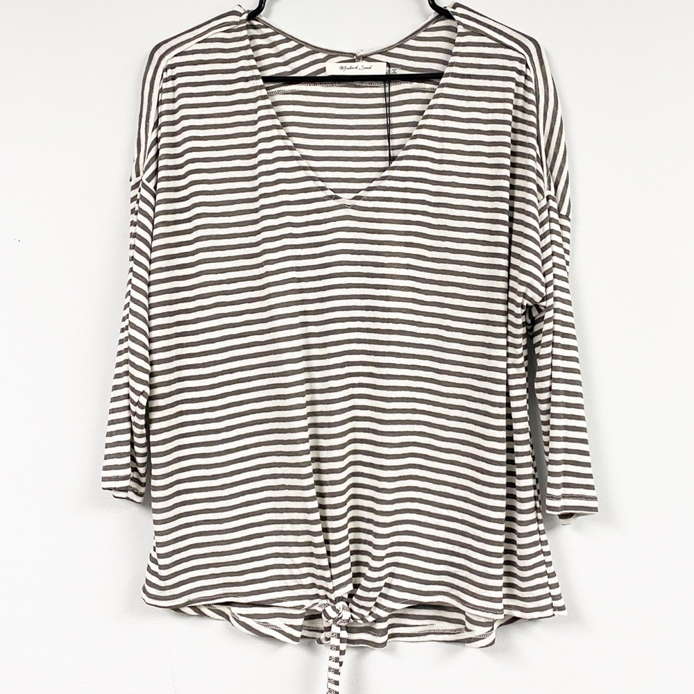 Mustard Seed Striped Front Tie Top